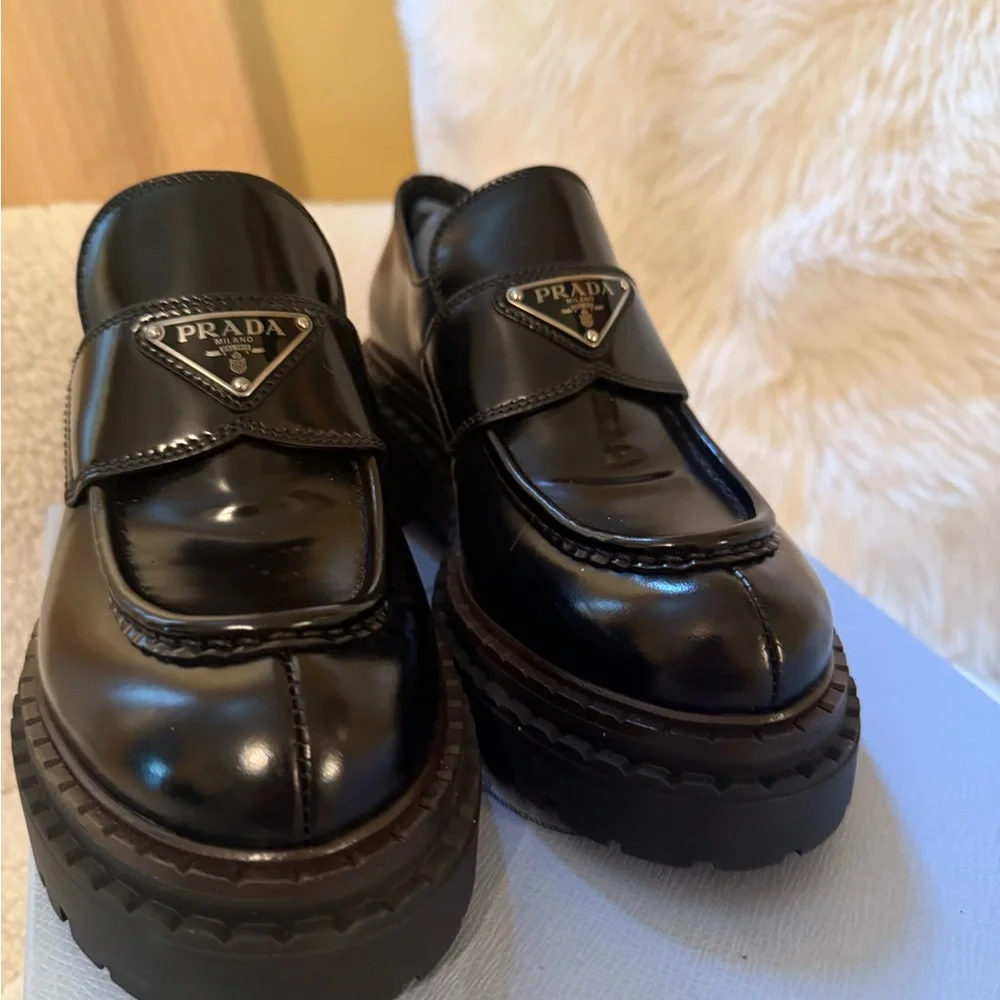 Prada Brushed Leather Loafers - Picture 5 of 10
